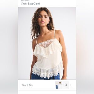 Abercrombie & Fitch Lace Trim Camisole in Cream